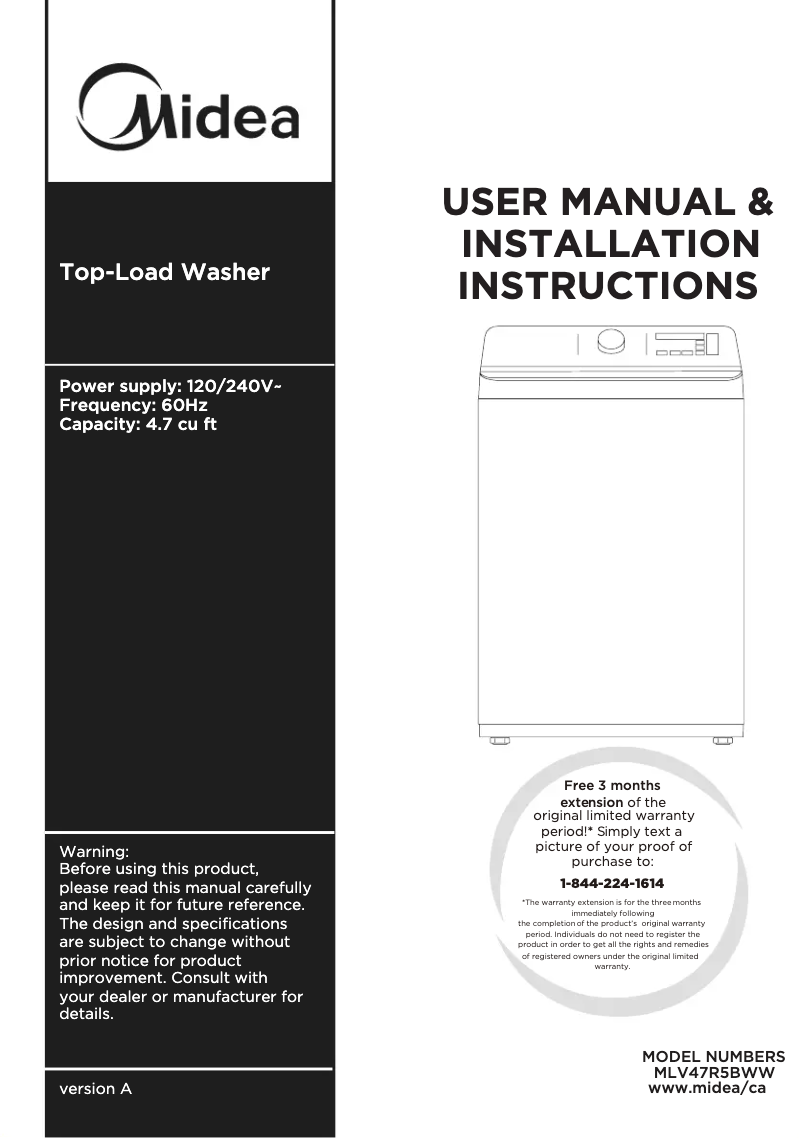 Imagen de la primera página del manual del dispositivo MLV47R5BWW