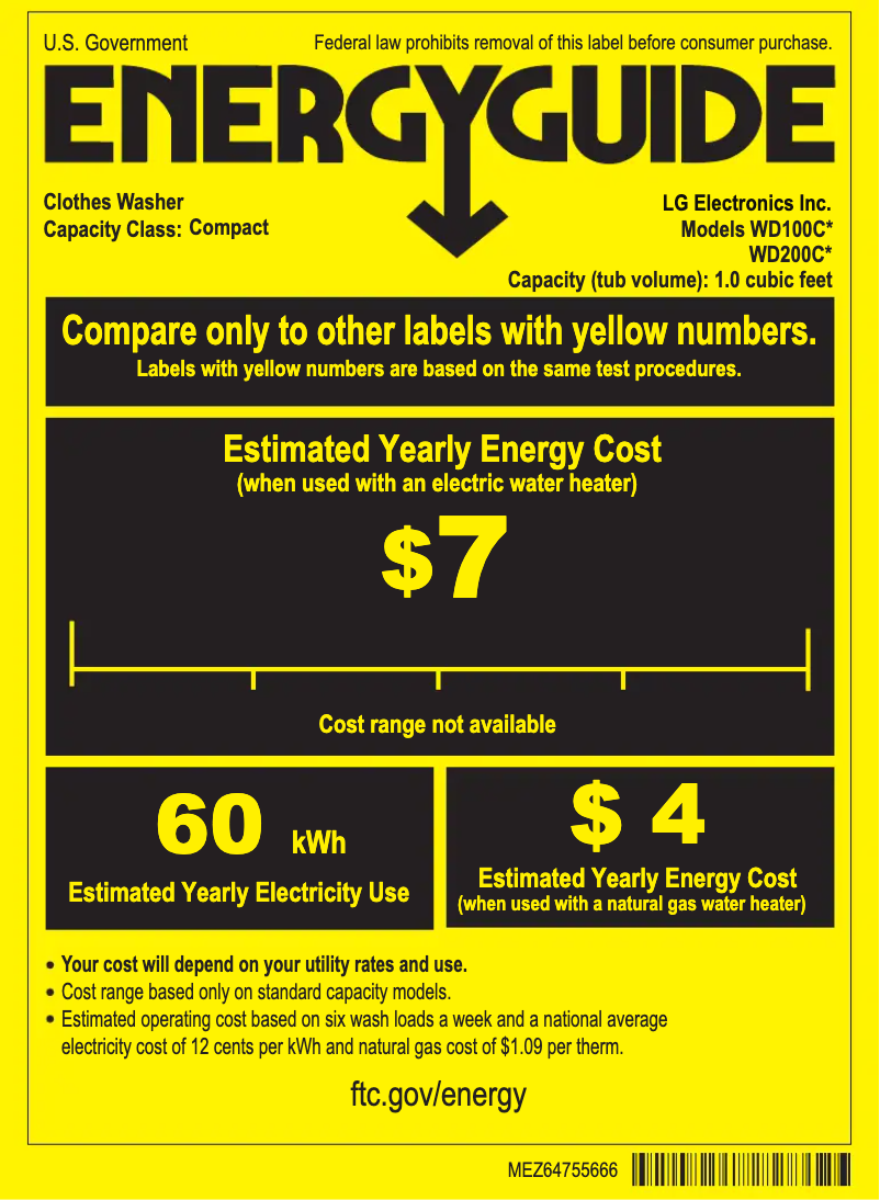 Página nº 1 - Etiqueta energética LG WD200CB