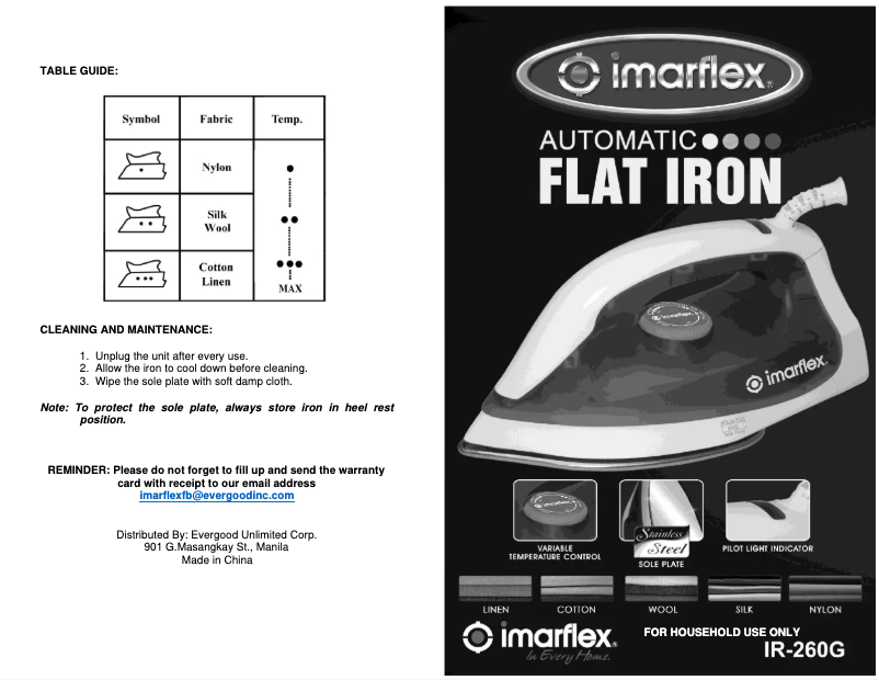 Imagen de la primera página del manual del dispositivo IR-260G