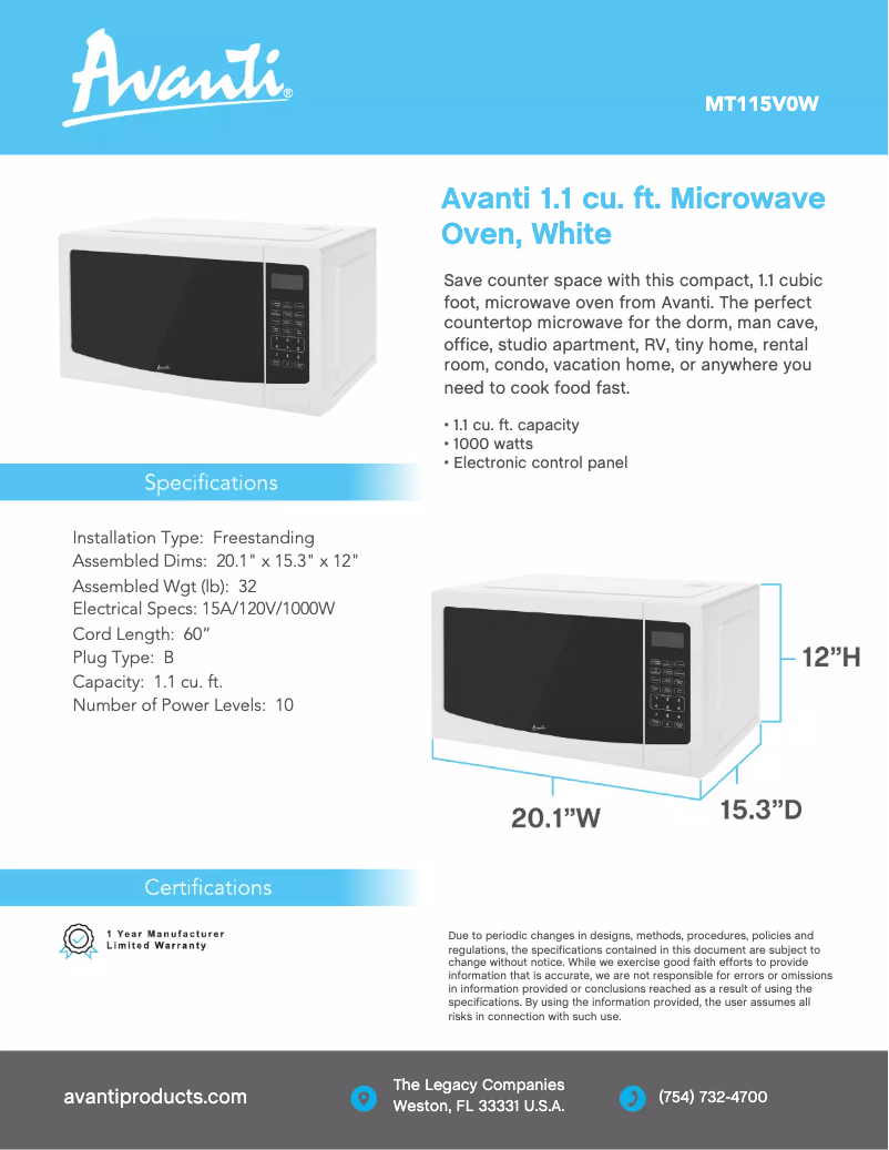 Imagen de la primera página del manual del dispositivo MT115V1B