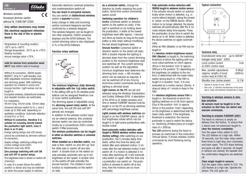Página 1 del manual Manual de usuario Eltako FUD61NP-230V