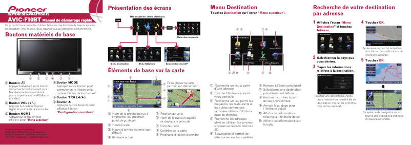 Imagen de la primera página del manual del dispositivo AVIC-F30BT
