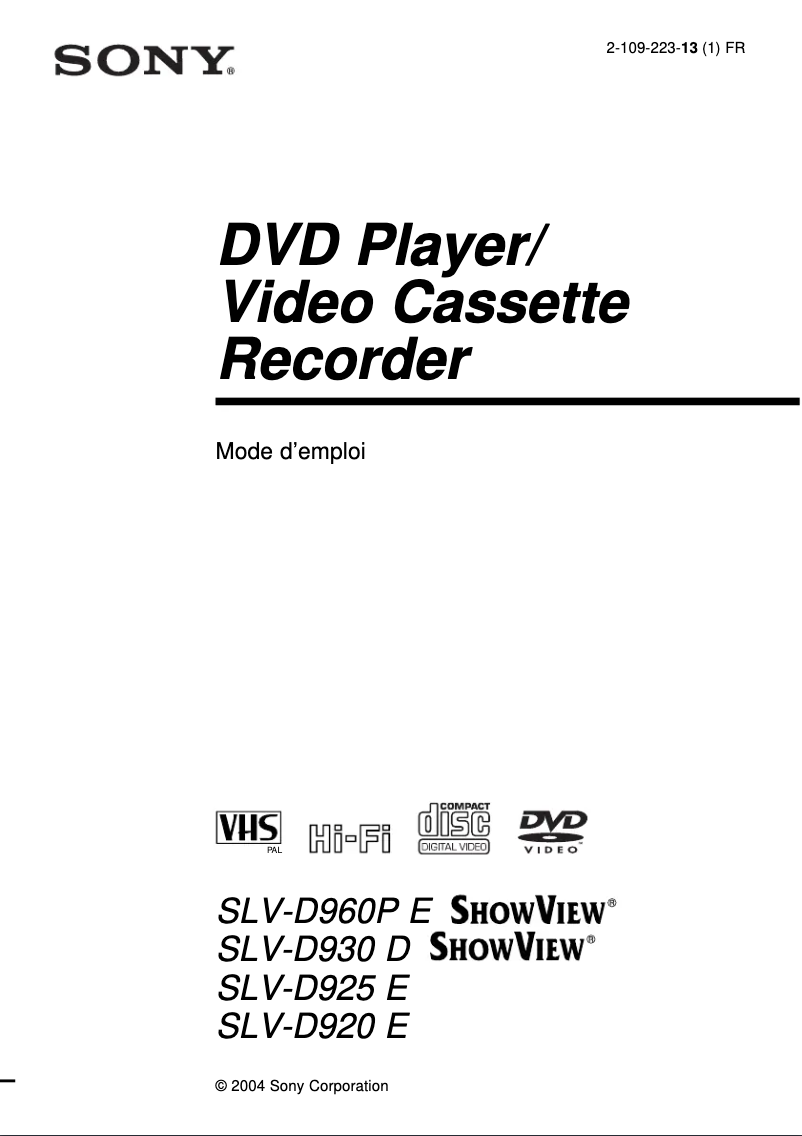 Página 1 del manual Manual de usuario Sony SLV-D960PE