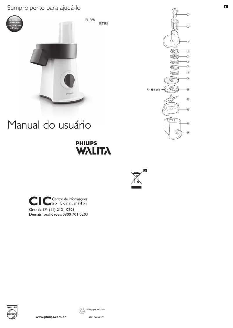Página 1 del manual Manual de usuario Philips Walita Viva Collection RI1388