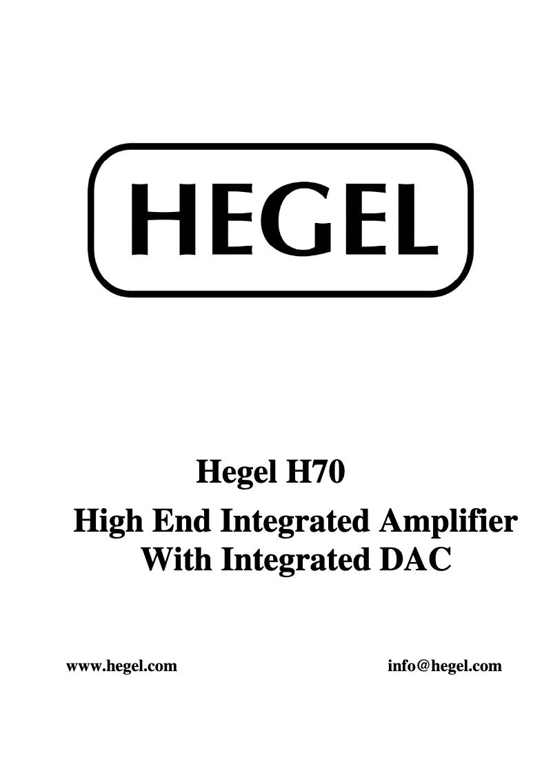 Página 1 del manual Manual de usuario Hegel H70