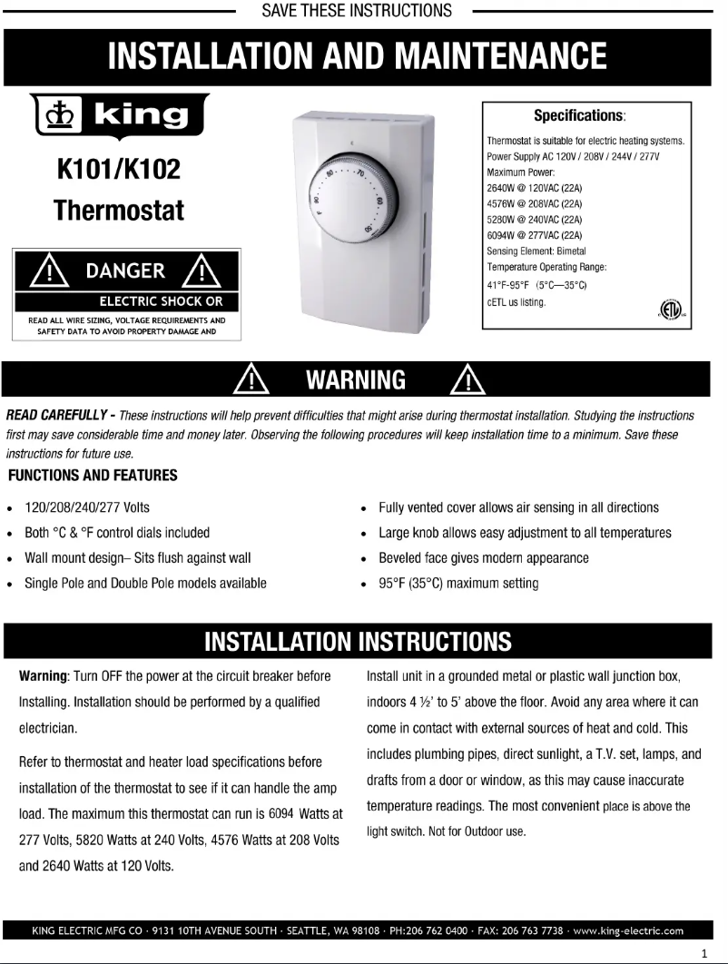 Página 1 del manual Manual de usuario King K101