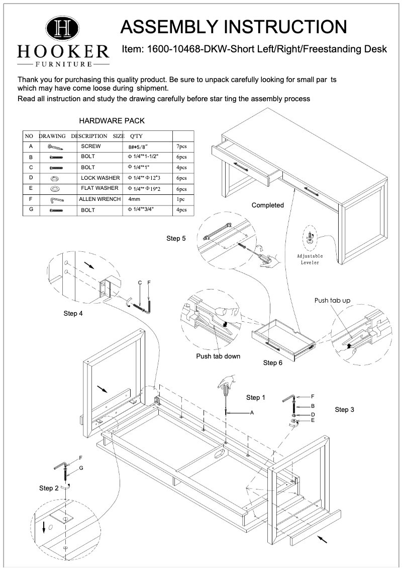 Página nº 1 - Manual de usuario Hooker 1600-10453-DKW
