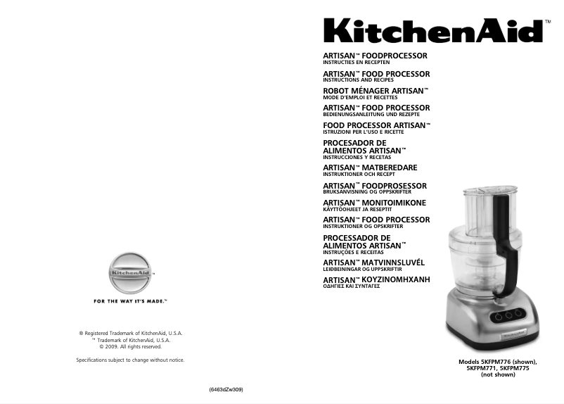 Página nº 1 - Manual de usuario KitchenAid 5KFPM771