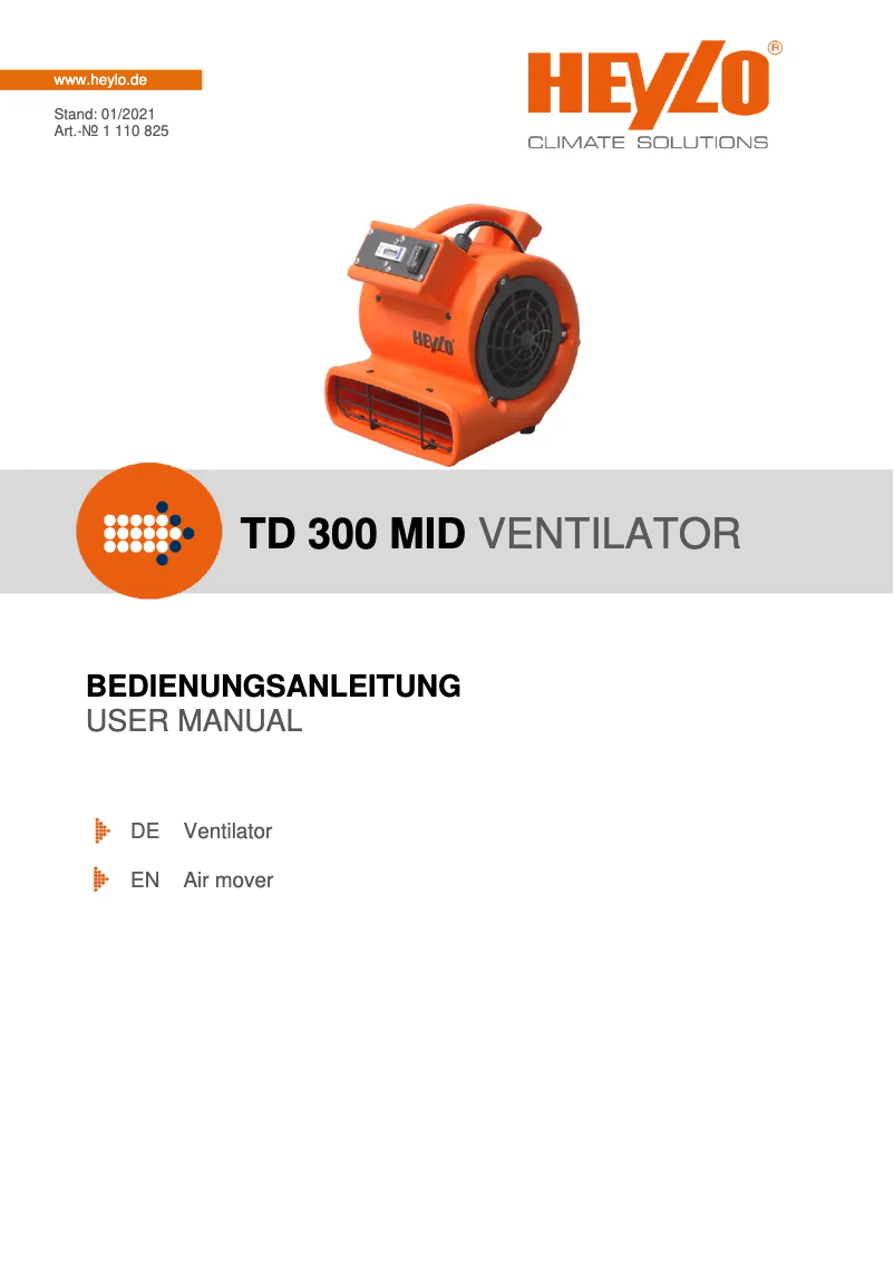 Imagen de la primera página del manual del dispositivo TD 300