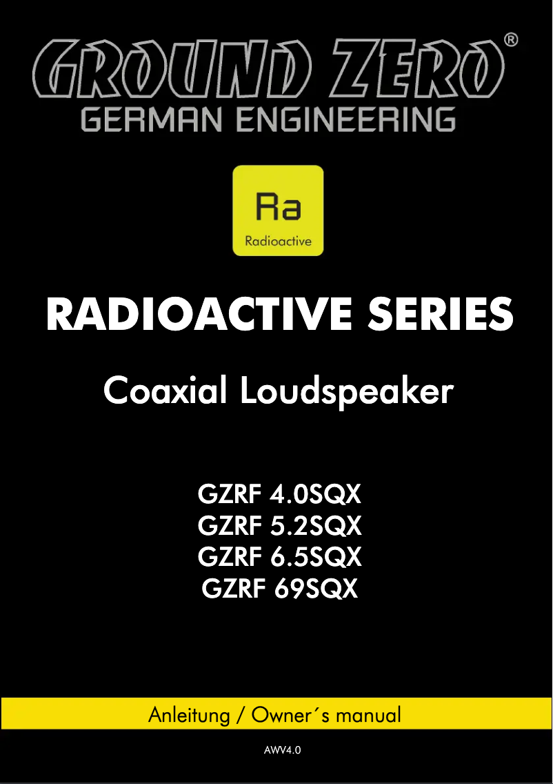 Imagen de la primera página del manual del dispositivo GZRF 4.0SQX