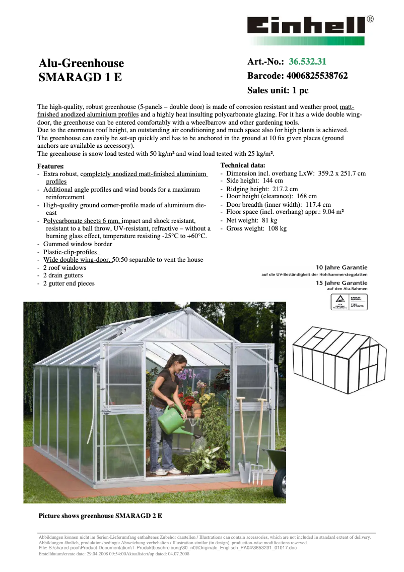 Imagen de la primera página del manual del dispositivo SMARAGD 1 E