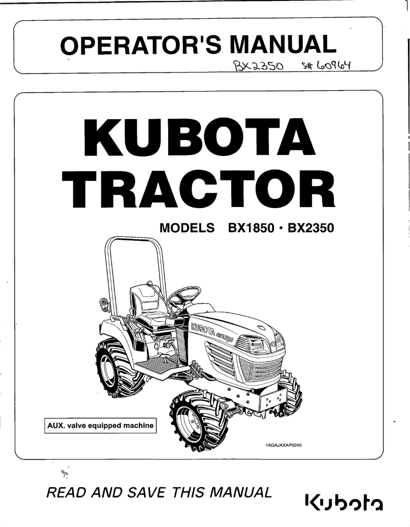 Página 1 del manual Manual de usuario Kubota BX2350