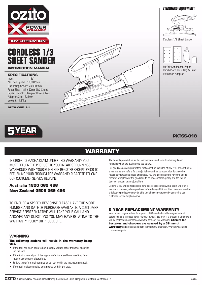 Imagen de la primera página del manual del dispositivo PXTSS-018