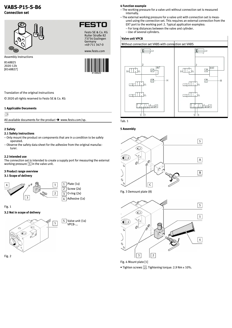 Imagen de la primera página del manual del dispositivo VABS-P15-S-B6