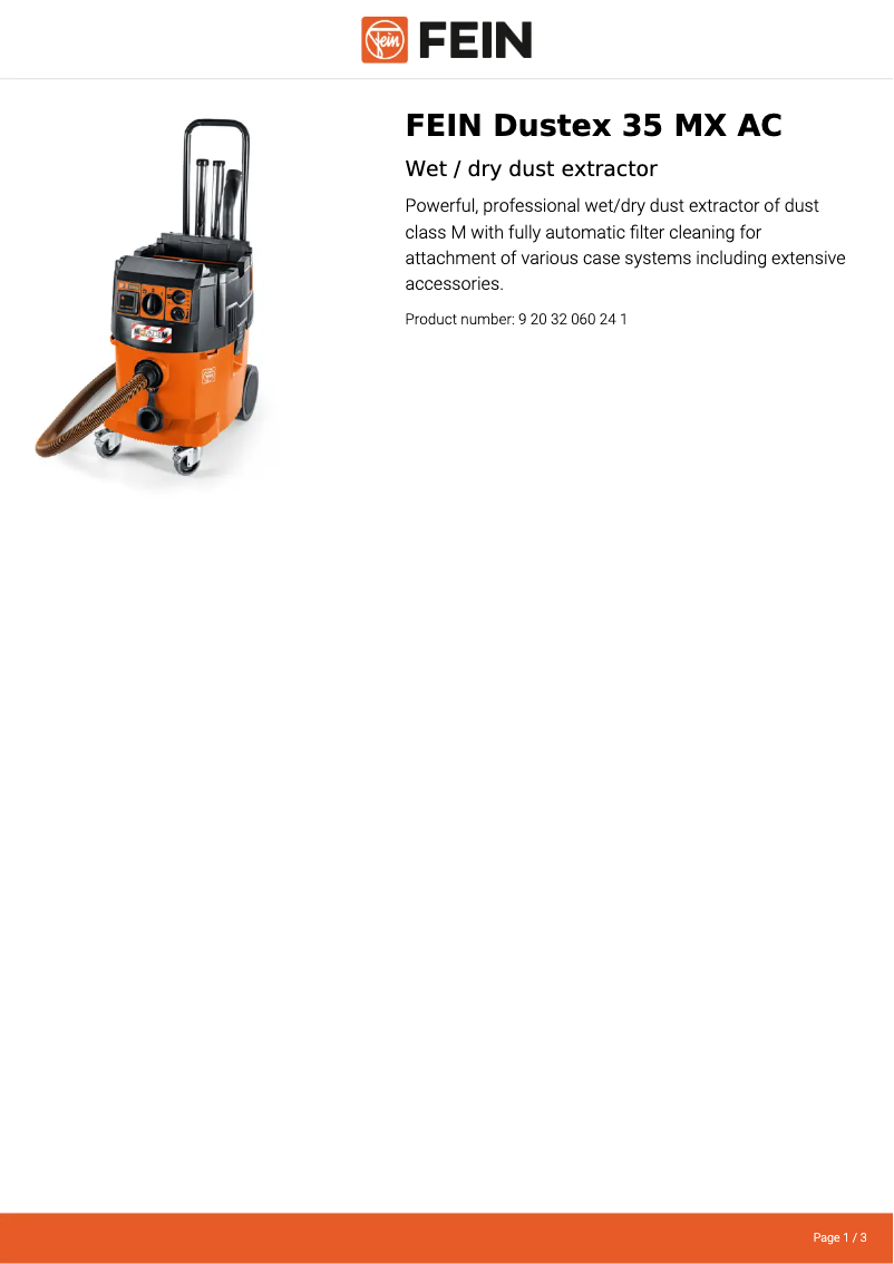 Página nº 1 - Ficha técnica Fein Dustex 35 MX AC