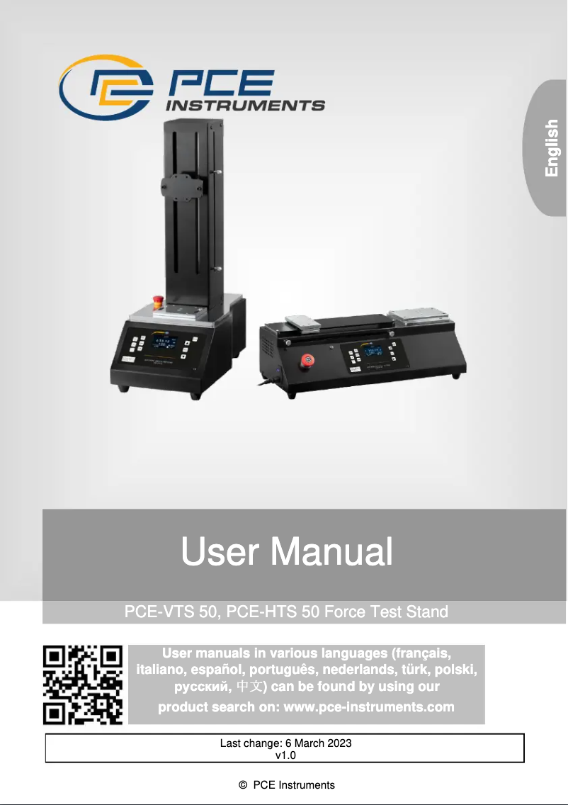 Imagen de la primera página del manual del dispositivo PCE-VTS 50