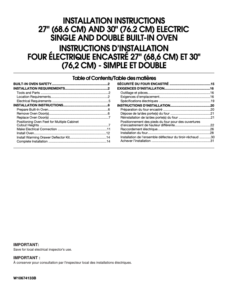 Página 1 del manual Guía de instalación Maytag MEW9627FZ