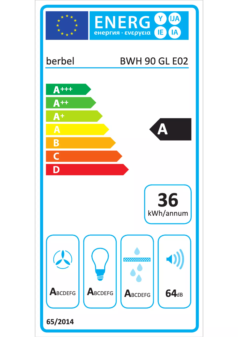 Página 1 del manual Etiqueta energética Berbel BWH 90 GL