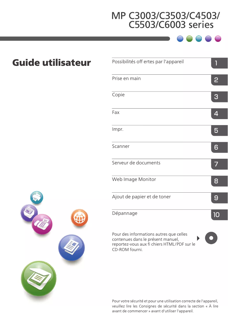 Imagen de la primera página del manual del dispositivo Aficio MP C5503
