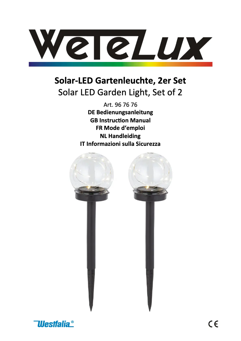 Página 1 del manual Manual de usuario Wetelux 967676