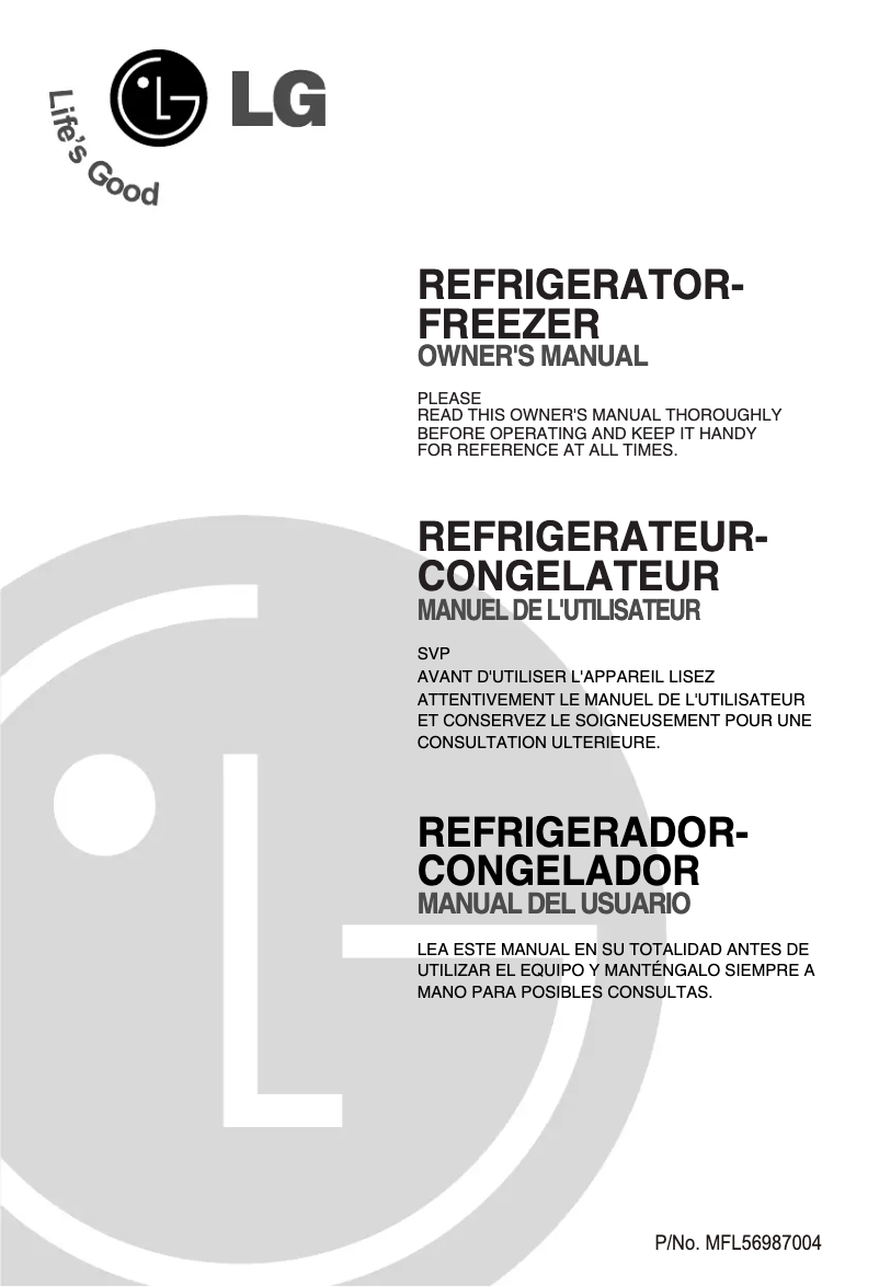 Imagen de la primera página del manual del dispositivo GR-V262RL