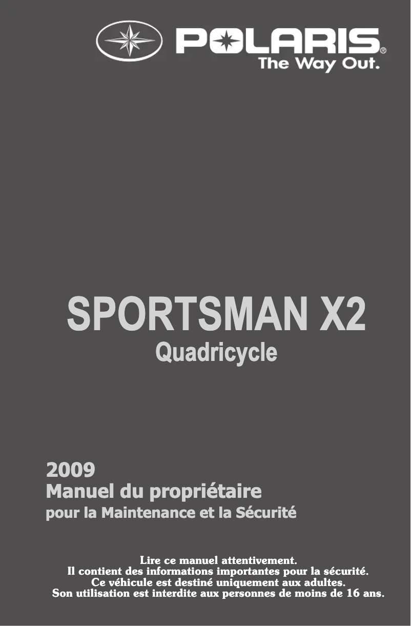 Imagen de la primera página del manual del dispositivo Sportsman X2 Quadricycle (2009)