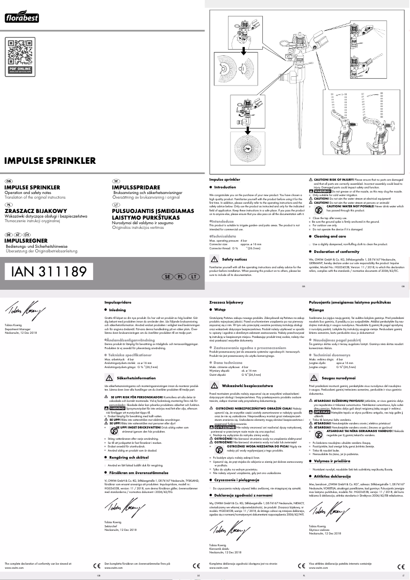 Página 1 del manual Manual de usuario Florabest HG03453B