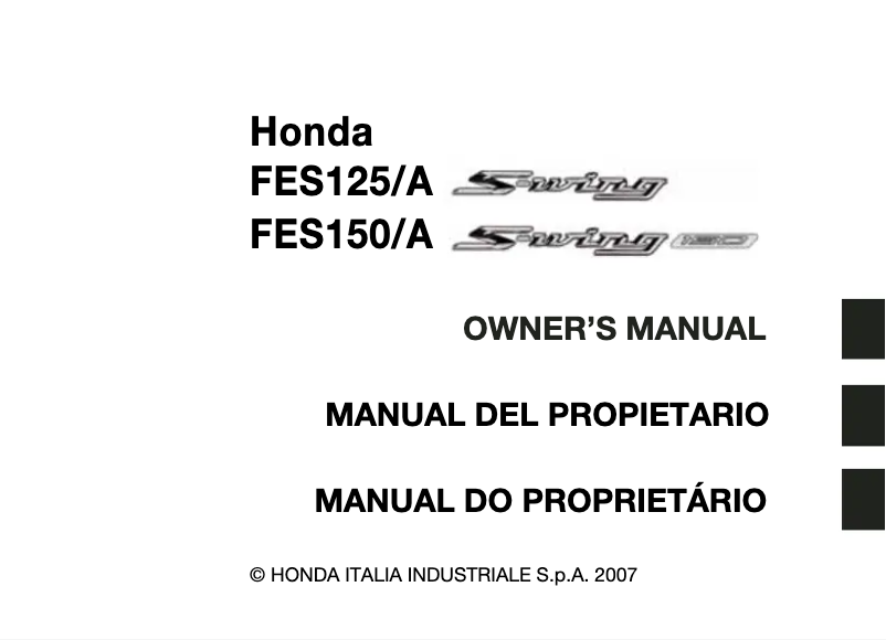 Página 1 del manual Manual de usuario Honda FES125 (2007)