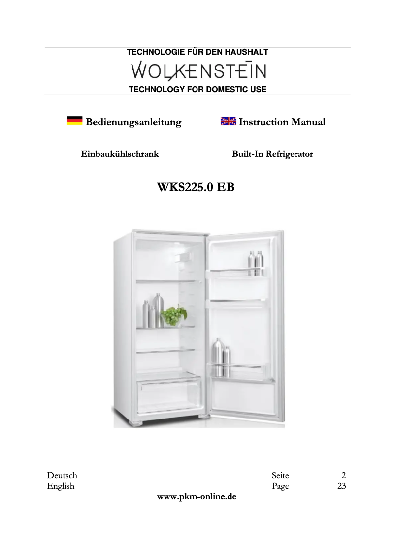 Página nº 1 - Manual de usuario Wolkenstein WKS225.0 EB