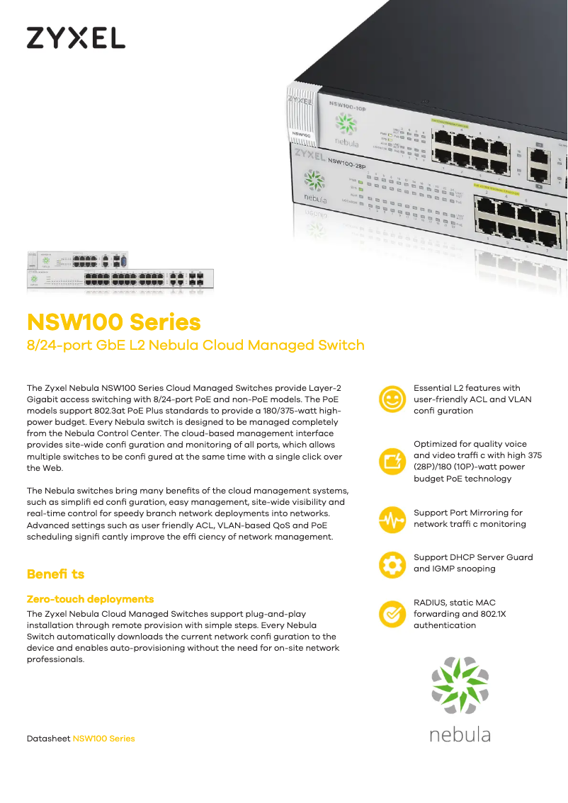 Imagen de la primera página del manual del dispositivo NSW100-10P