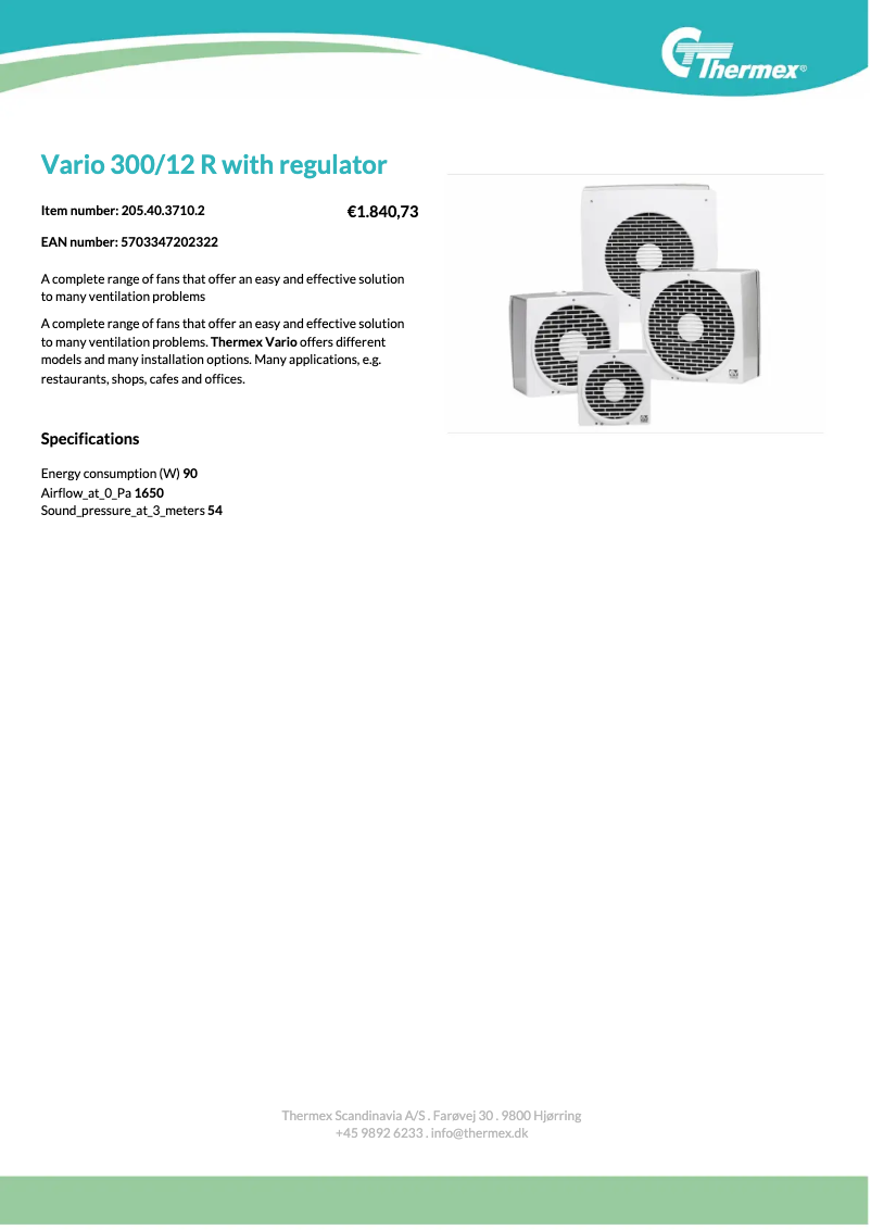 Página 1 del manual Ficha técnica Thermex Vario 230/9 R