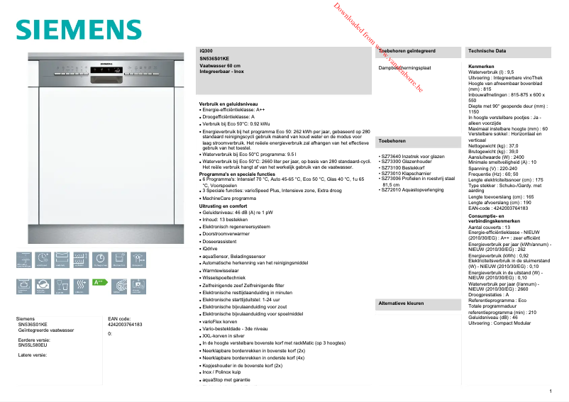 Página nº 1 - Manual de usuario Siemens SN536S01KE