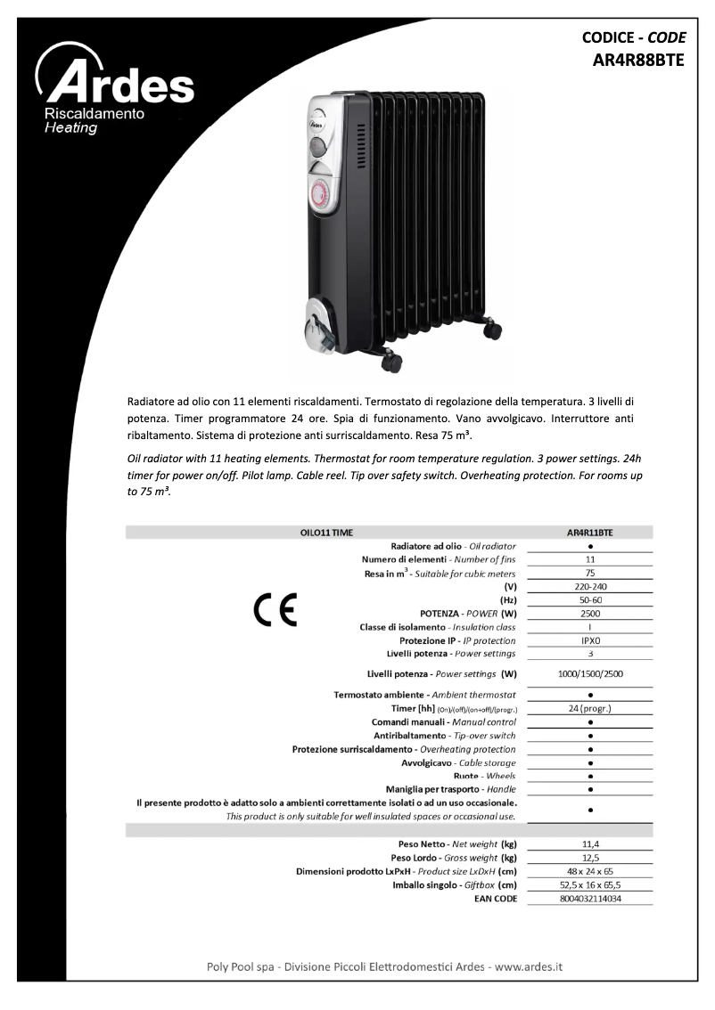 Página nº 1 - Ficha técnica Ardes AR4R11BTE