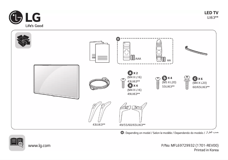 Imagen de la primera página del manual del dispositivo 65UJ630V