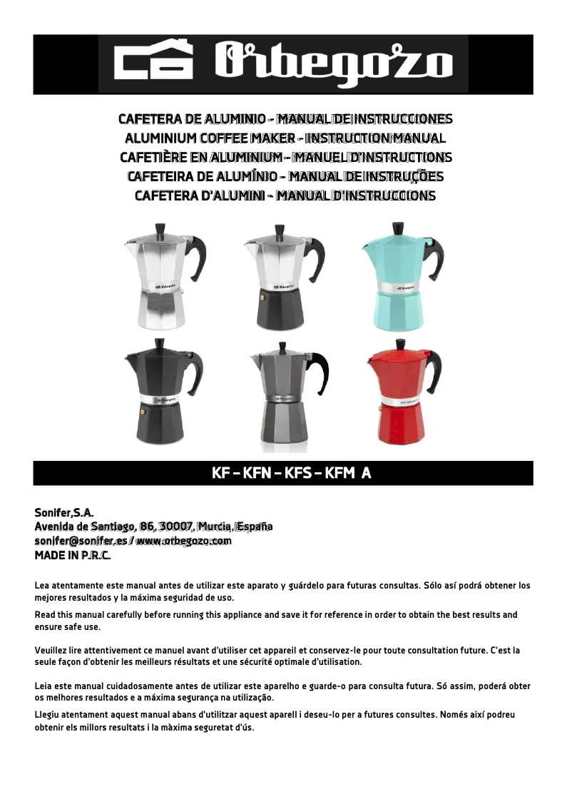 Imagen de la primera página del manual del dispositivo KF 100