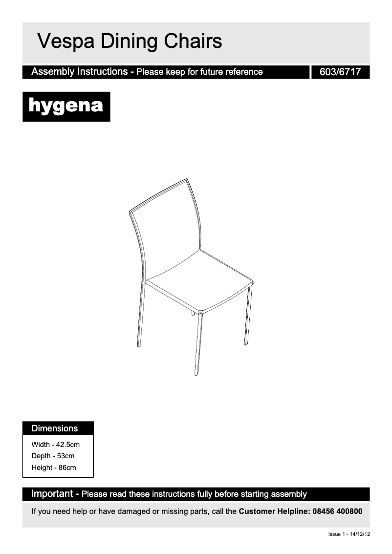 Página 1 del manual Manual de usuario Hygena Vespa