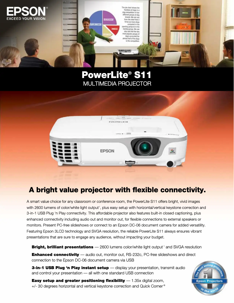 Página 1 del manual Folleto Epson PowerLite S11