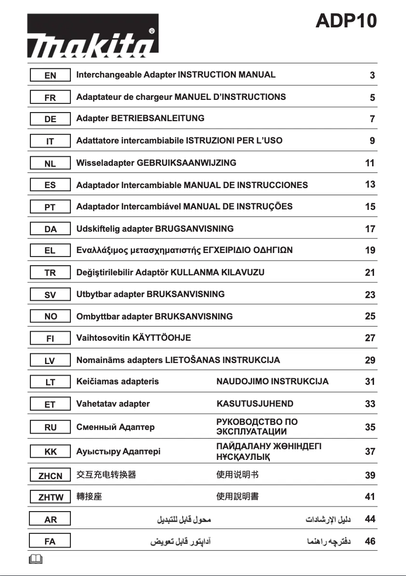 Página 1 del manual Manual de usuario Makita ADP10