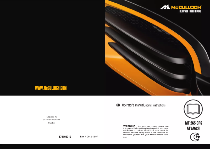 Imagen de la primera página del manual del dispositivo MT265CPS