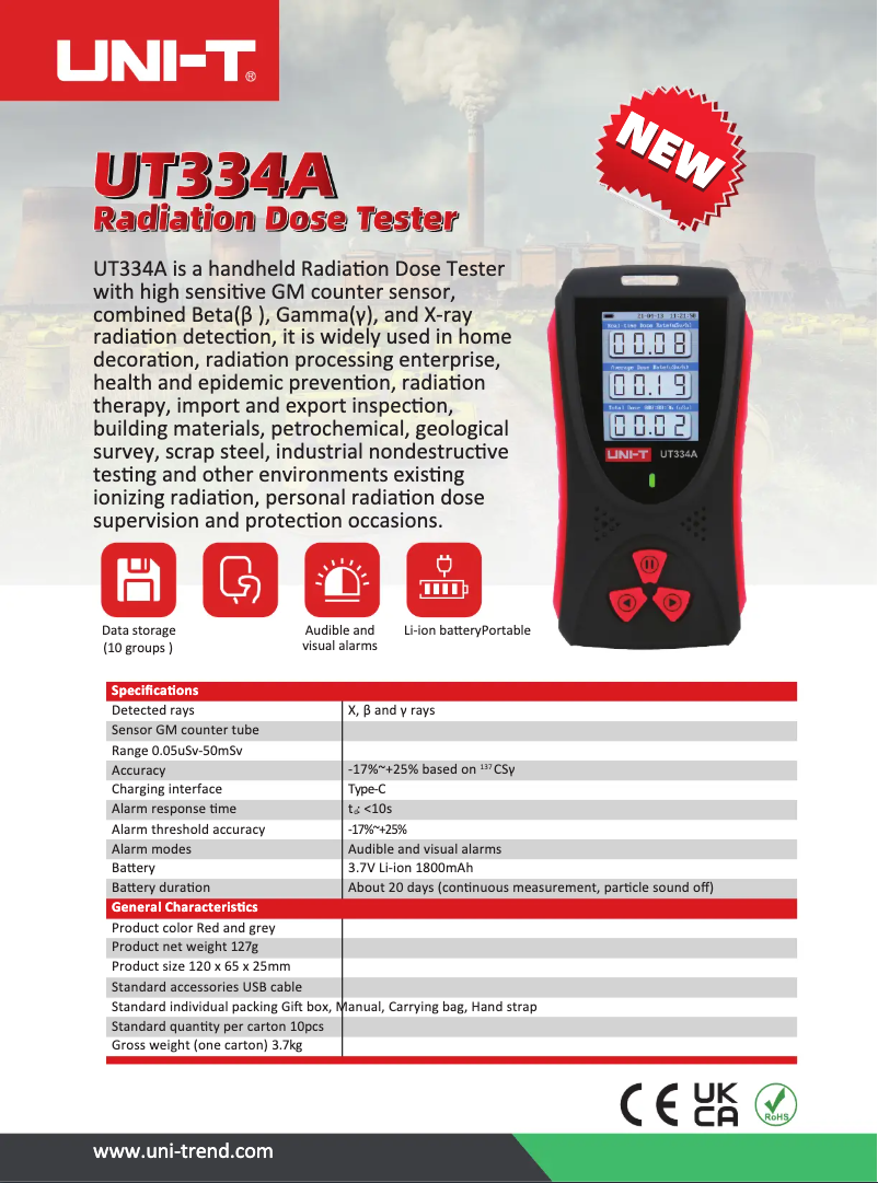 Imagen de la primera página del manual del dispositivo UT334A