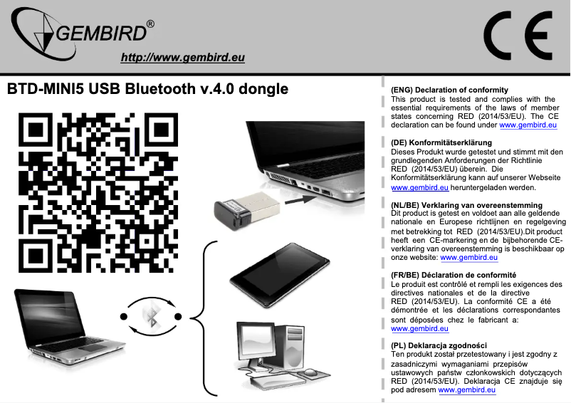 Imagen de la primera página del manual del dispositivo BTD-MINI5