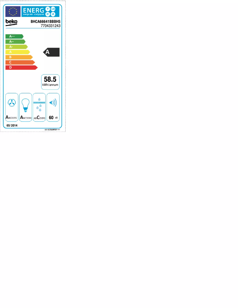 Página 1 del manual Etiqueta energética Beko BHCA66641BBBHS