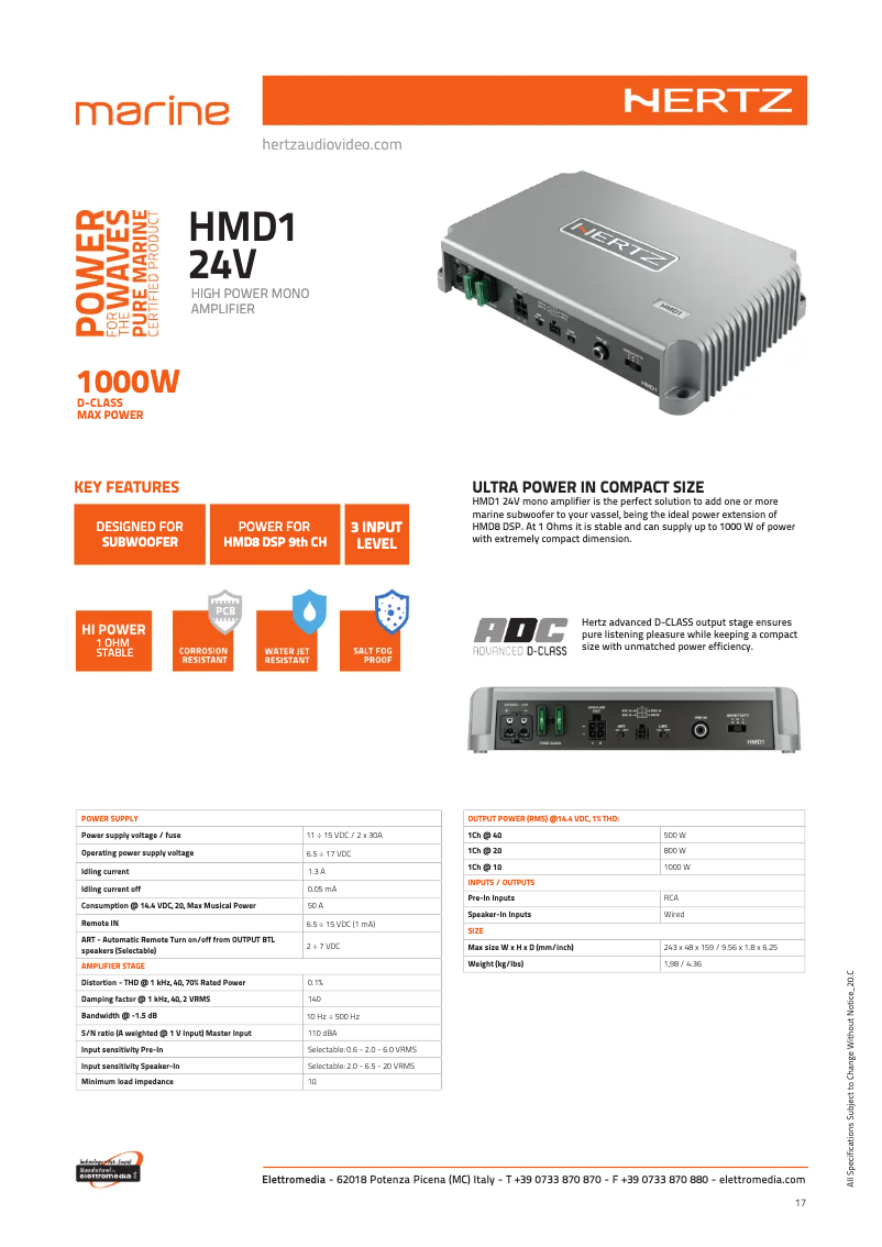 Página 1 del manual Ficha técnica Hertz HMD1 24V
