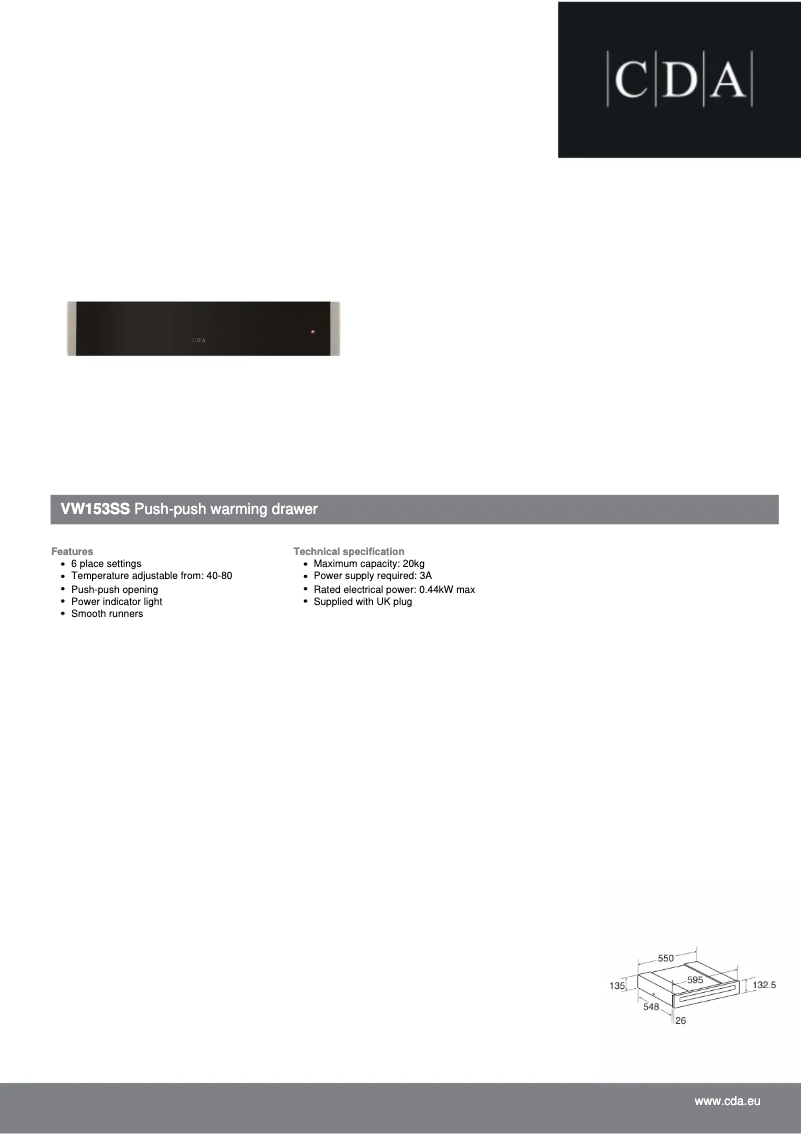 Página 1 del manual Ficha técnica CDA VW153SS