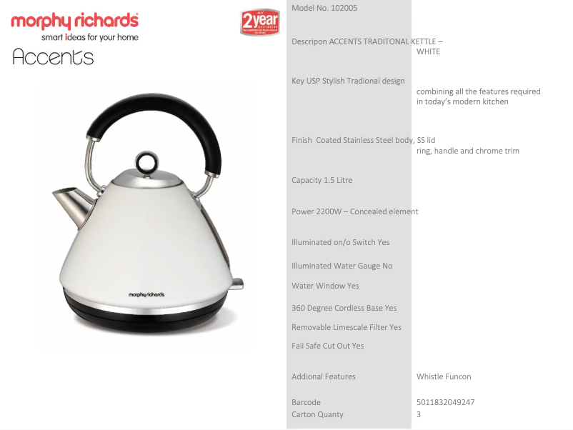 Página 1 del manual Ficha técnica Morphy Richards Accents 102005