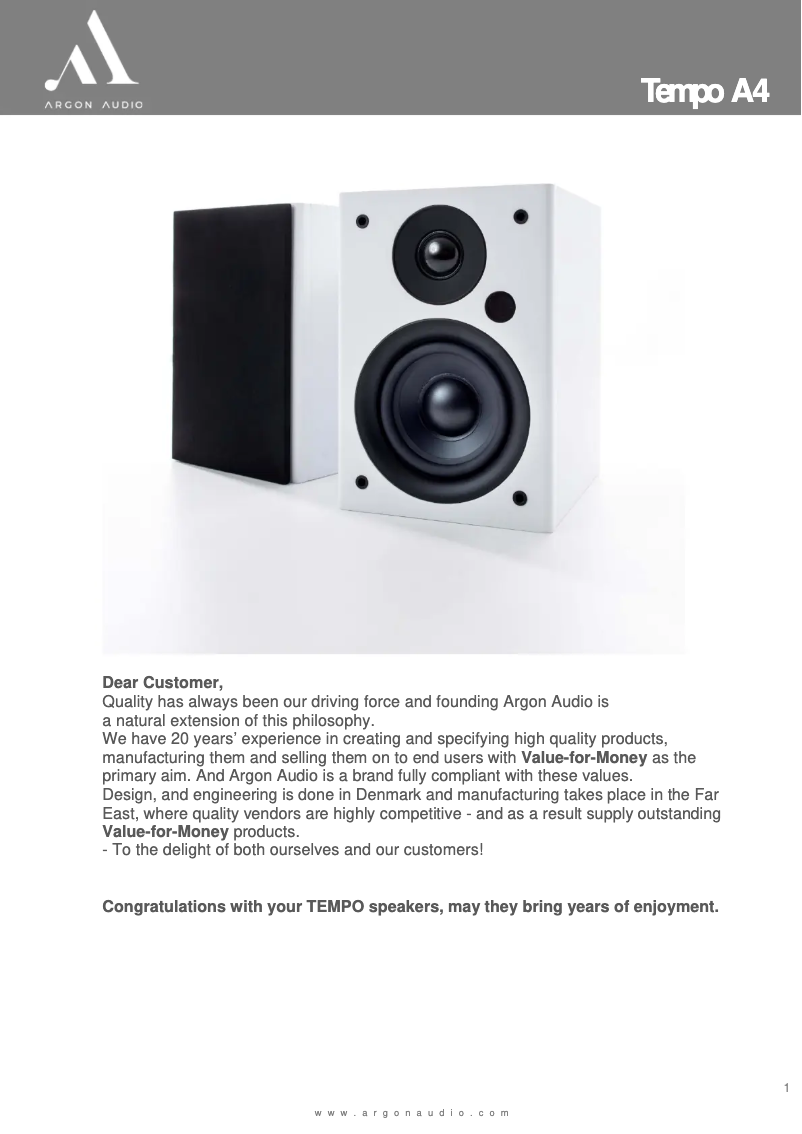 Imagen de la primera página del manual del dispositivo Tempo A4