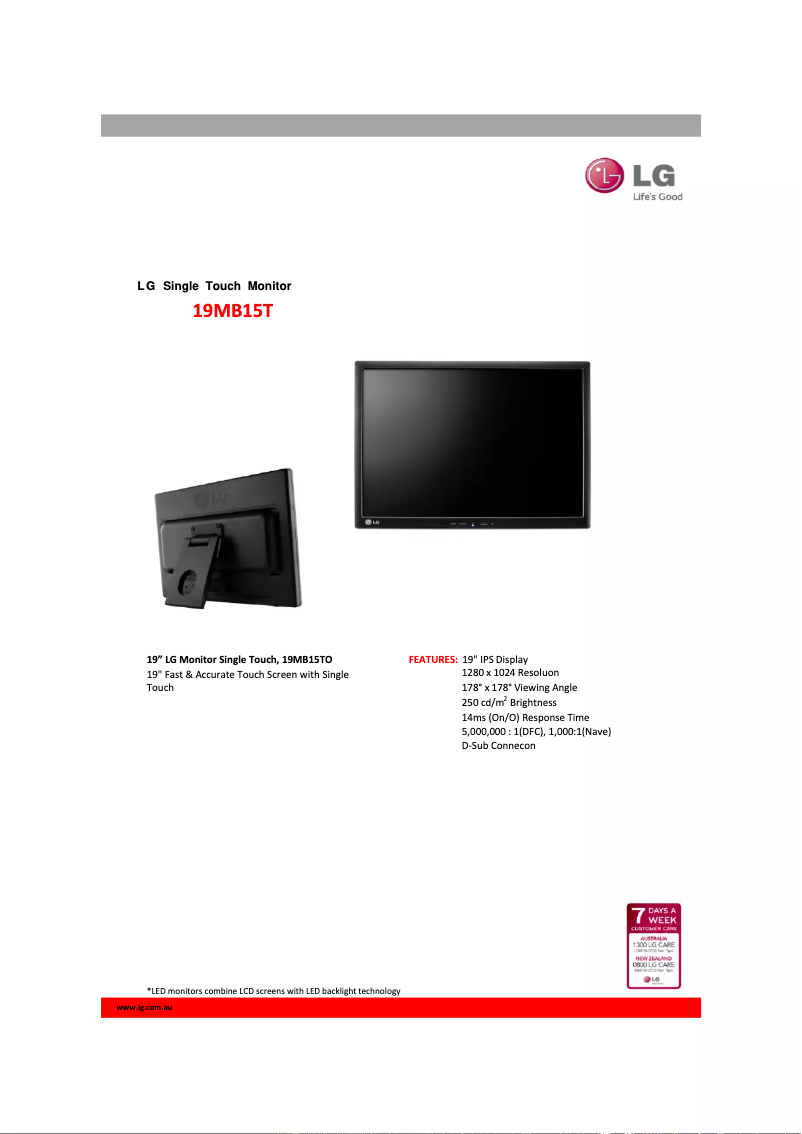 Página nº 1 - Ficha técnica LG 19MB15T-B