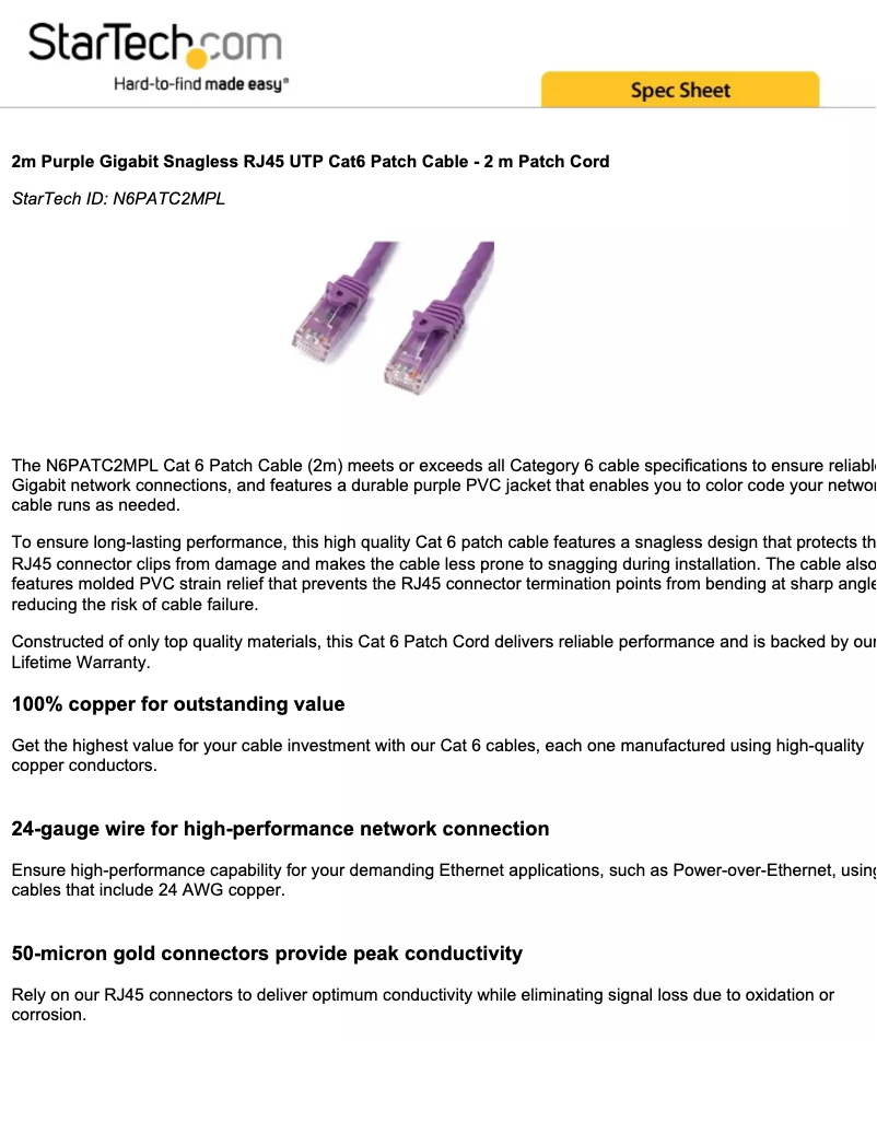 Página 1 del manual Manual de usuario StarTech.com N6PATC2MPL