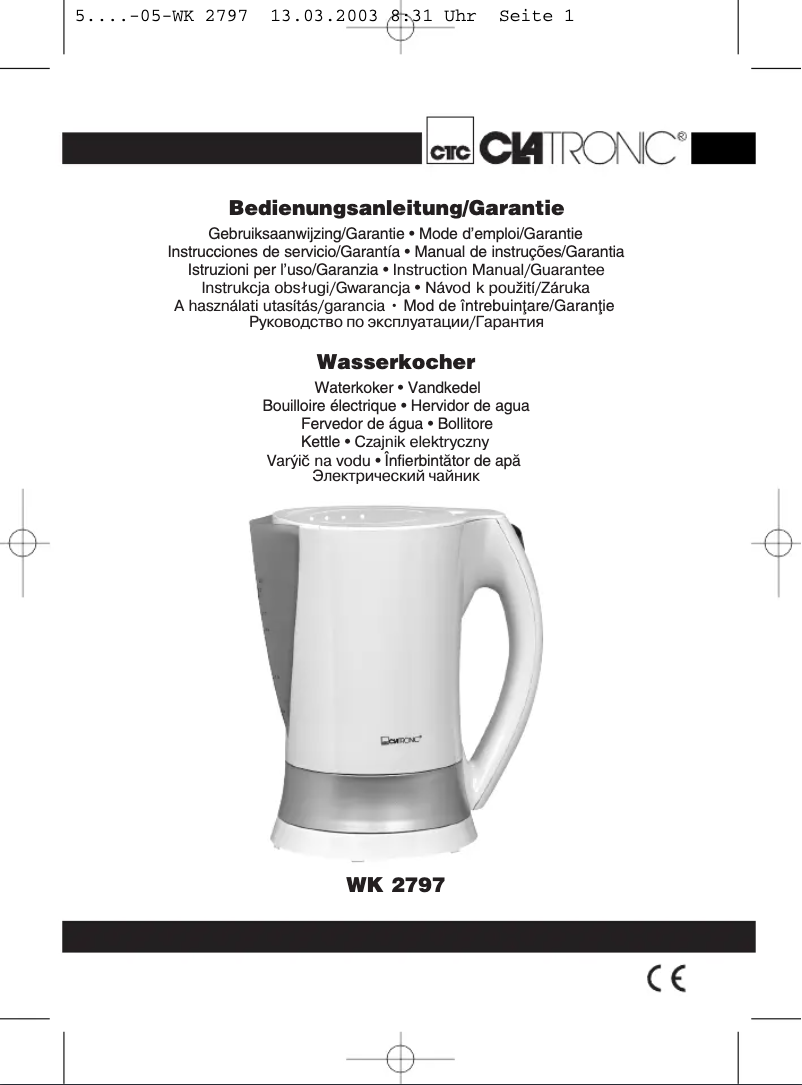 Imagen de la primera página del manual del dispositivo WK 2797