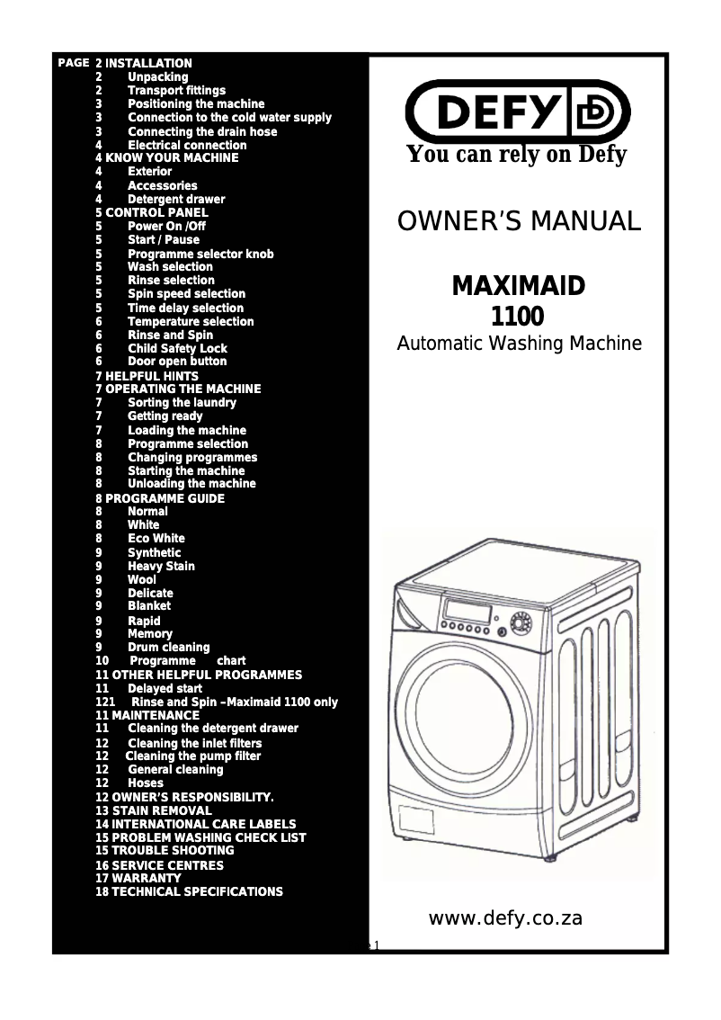 Imagen de la primera página del manual del dispositivo Maximaid 1100